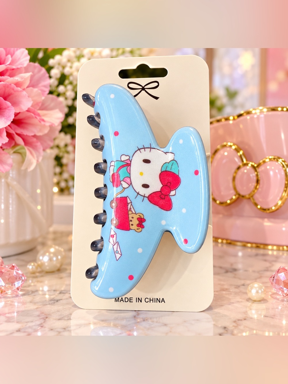 Hello Kitty Blue Hair Claw Clip Blue & Pink 3”NWT